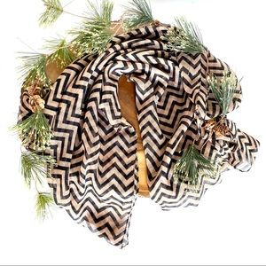 Infinity Scarf Chevron Design Tan/Brown and Black Lightweight Neck Accessory
